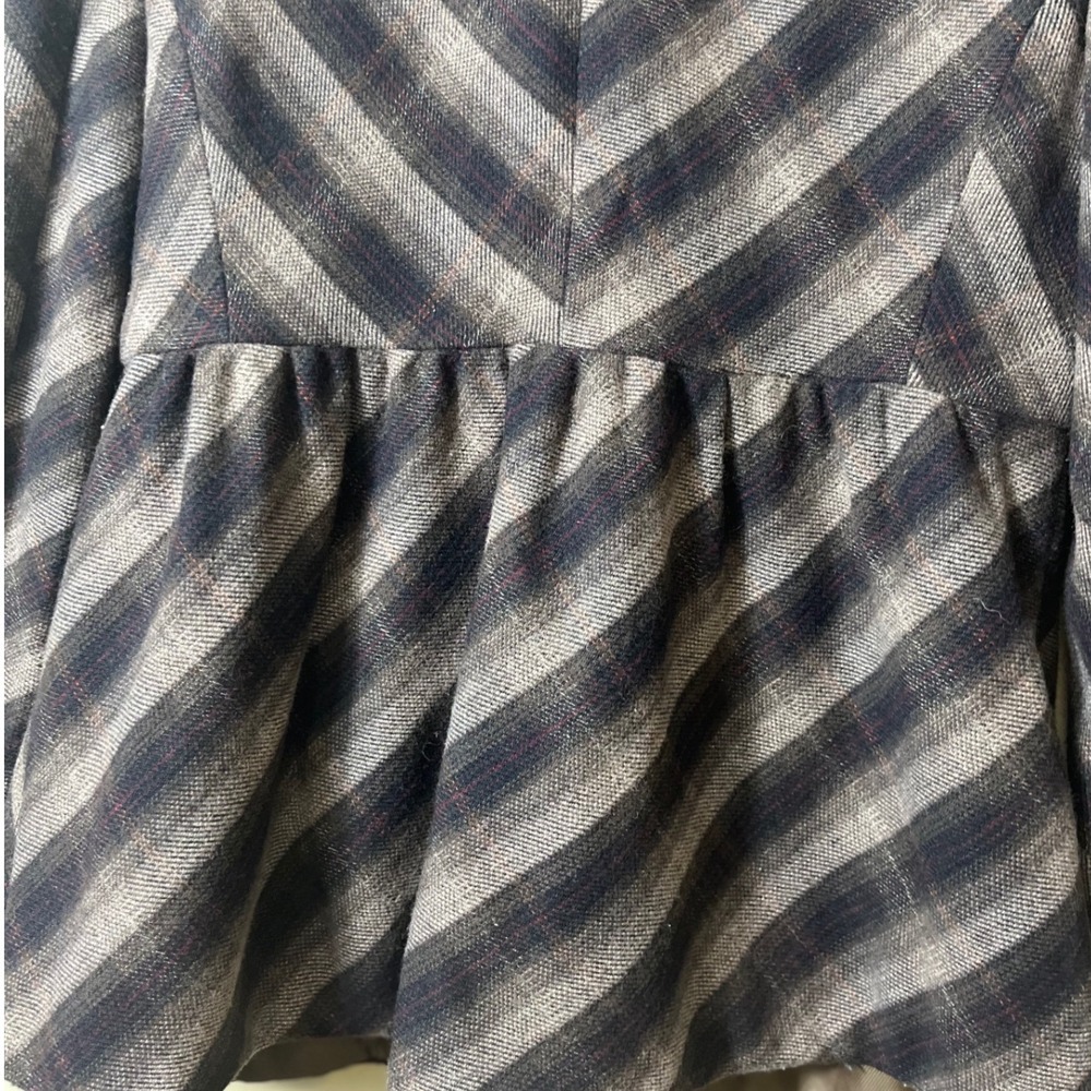 Banana Republic Wool Blend Striped Peplum Blazer Jacket Brown Grey Small S Retro - Picture 12 of 12